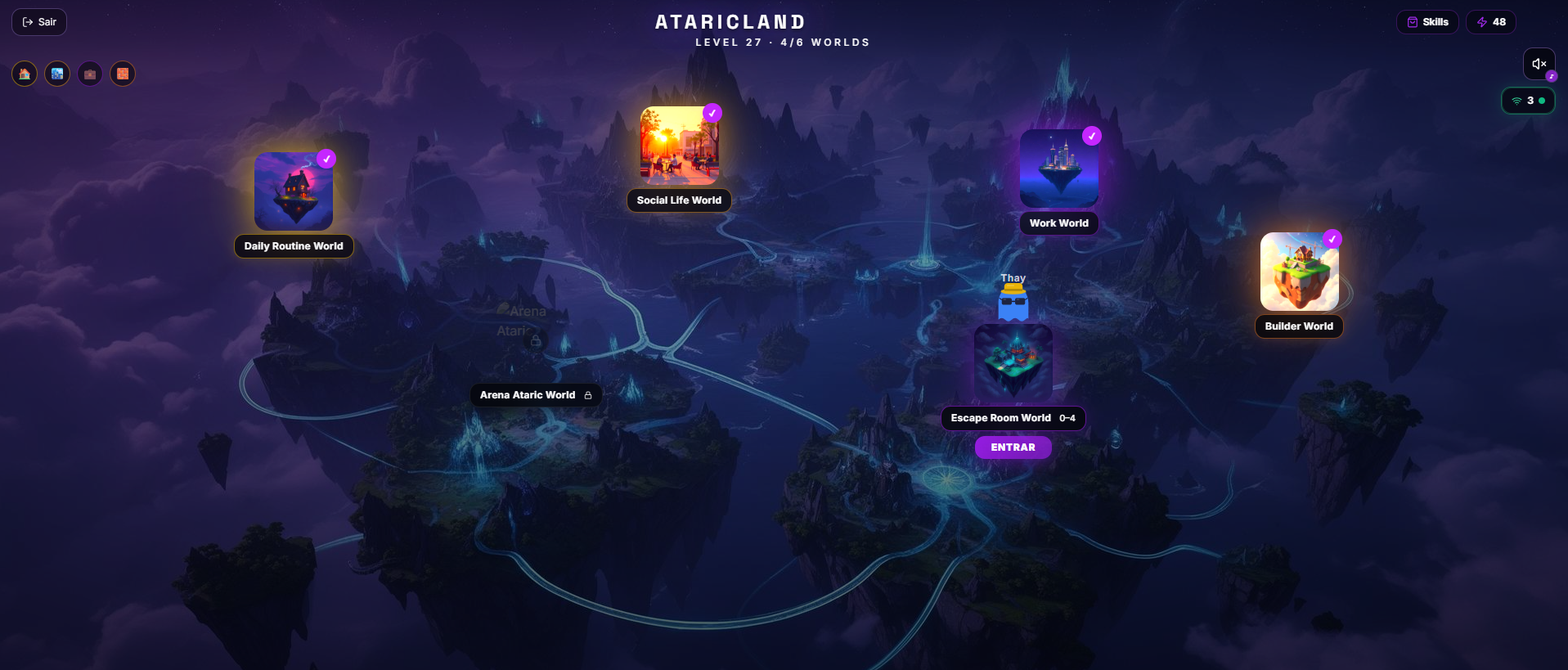 Mapa do ATARIC Land com mundos interativos